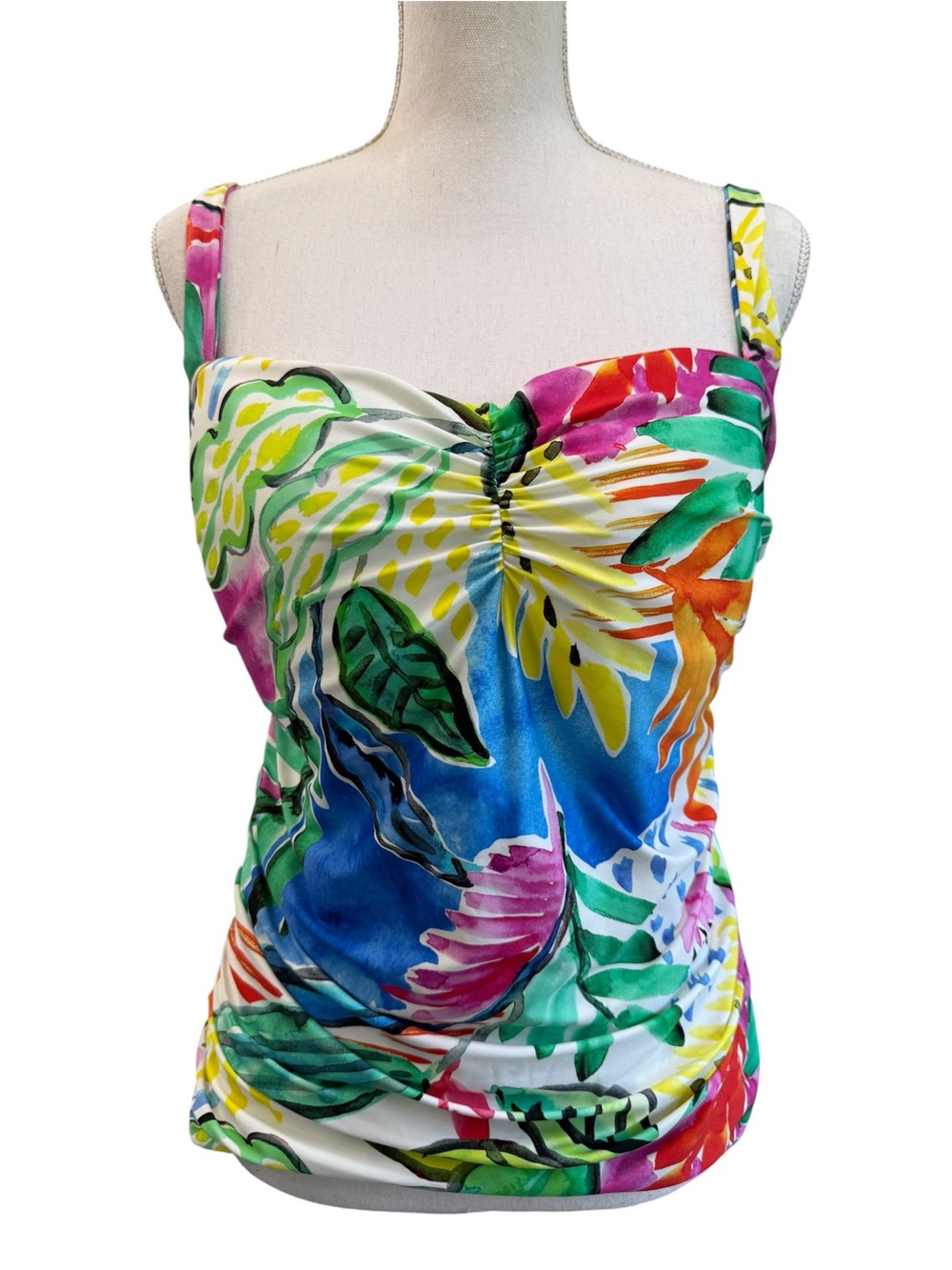 24th & Ocean painted garden underwire tankini 40D like new